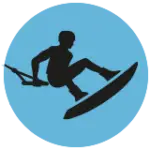 Süsel Seeparx-Menue Icon Wakeboard Park zeigt einen Wakeboarder im Sprung