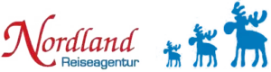 Logo der Nordland-Reiseagentur mit Schriftzug und drei Elchen